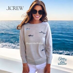 J.Crew shark embroidered pullover sweater *shop@iamwarrior